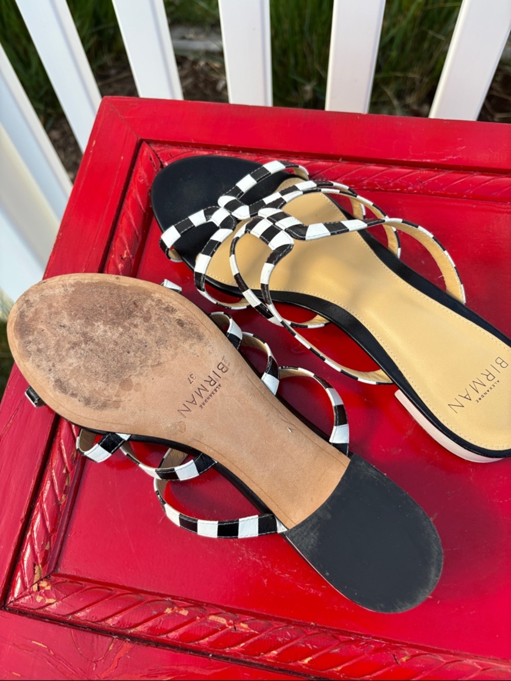 Alexandre Birman Black & White Sandals Size 7 - Picture 6 of 7